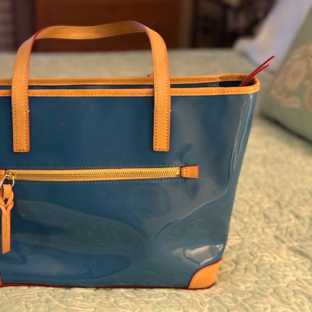 Dooney & Bourke Blue and Tan Structured Tote